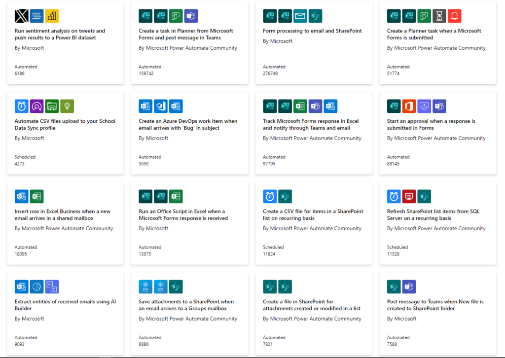 screenshot of Templates