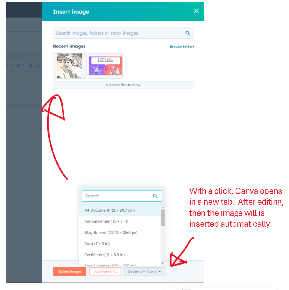 screenshot of HubSpot blog and Canva integration