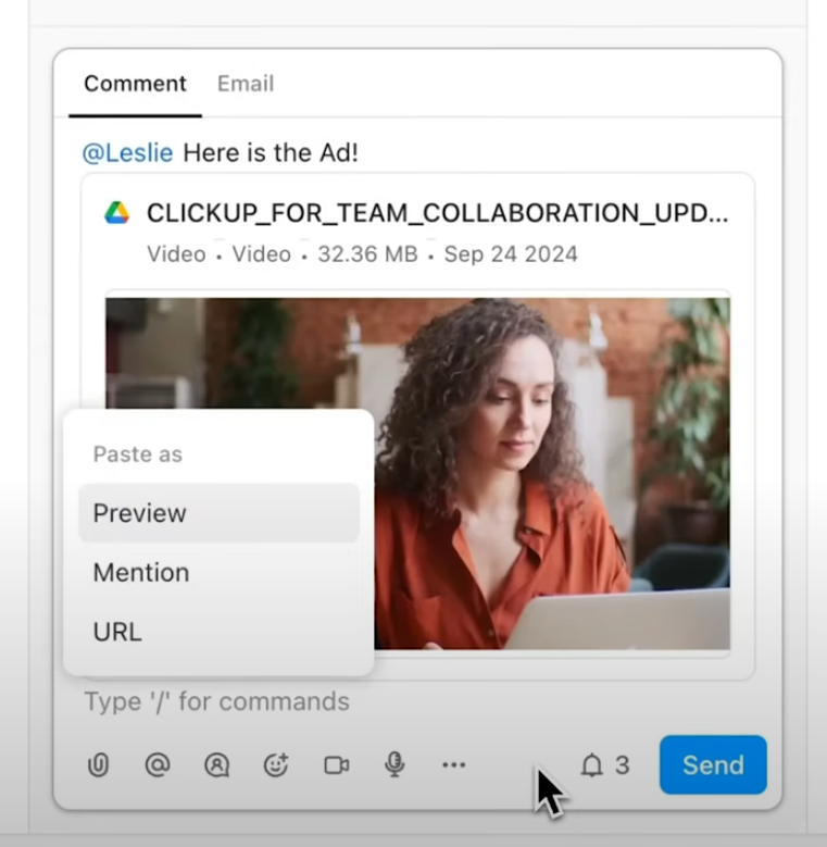 Preview screen for Google Drive file links